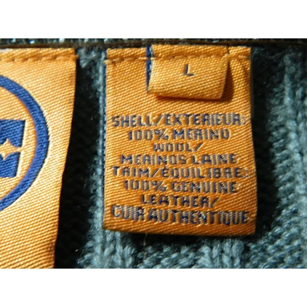 Tory Burch Sweater Cardigan Size Large Gray Wool‎ Leather Trim Round Neck Zip Up